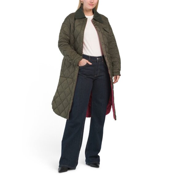 NVLT Khaki/cosmo Pink Longline Reversible Shirt Jacket